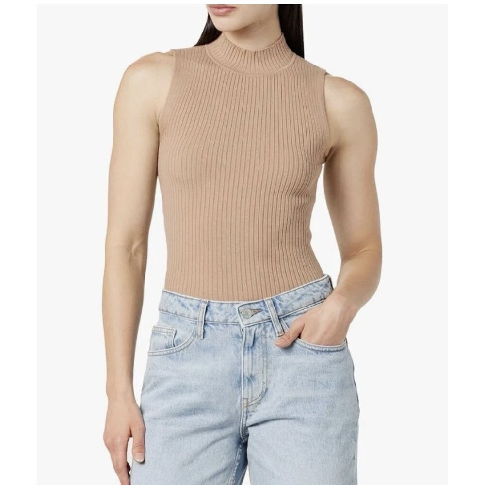The Drop Women's XXL Praline Karolina Sleeveless Ribbed Mock Neck Sweater X1 - Picture 2 of 4